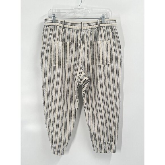 Zara Embroidered Striped Rustic Tapered Cropped Pants Sz XL - Picture 3 of 5
